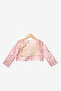 Pink Long Sleeve Starry Girl's Tulle Crop Top - 3