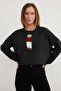 Teddy Bear Embroidered Oversize Crop Sweater - 2