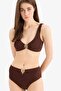Regular Fit Wrinkled Textured Brown Bikini Top E0206Ax25Sm