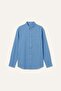Breathable Regular Fit Polo Collar Linen Blend Long Sleeve Blue Shirt H7879Ax26Au - 4