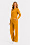 Women's Cotton Crew Neck Wide Leg Tracksuit Set Mustard-101 - 3