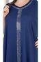 Stone Embellished Detail Circular Neck Short Sleeves Loose Fit Viscose Fabric Extra Large Size Blouse Black - 4
