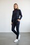 Women's Navy Blue Two Thread Di Mock Neck Ermuarli Tracksuit Set - 76488 - 3