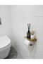 Gold Color Toilet Paper Holder with Shelf |   Metal Body |   Phone and Accessory Rack with Shelf |   Adhesive & Screw Mounting - 2