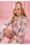 Girl's 95% Cotton Princess Patterned Long Sleeve Eye Patch Pajama Set - 3