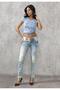 Cbw-0347a weathered ice blue Slim Fit women's jeans - 4