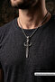 Double Horn Sword Handcrafted Stainless Steel Chain Men's Necklace - 2