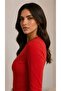 Women's Red Crew Neck Basic Long Sleeve Soft Stretchy Fabric Blouse - 6