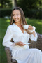 Pure Silk Lace Detailed Long Dressing Gown - Pearl White - 3