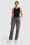 Women's Black Crew Neck Basic T-Shirt 50323534-Vr046 - 4
