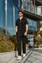 Black Polo Collar Doctor Nurse Medical Scrubs Set Luxury Lycra Fabric - 5