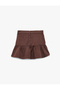 Cotton A-Line Ruffle Detailed Gabardine Mini Skirt - 4