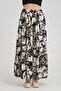 Patterned Pocketed Waist Elastic Pleated Long Skirt (B24-00199) - 3