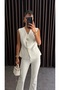 Women's Gold Buttoned Vest Pants Suit - 6