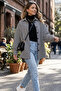 Women's Crowbar Pattern Oversized Shirt 3854 - Black - White