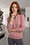 Women's Relax Fit Comfortable Cut Cotton Soft Textured 3 Thread Fleece Inside Half Zipper Rose Dried Flower Stand Collar Sweatshirt - 2