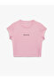 Slim Fit Crew Neck Short Sleeve Printed Crop Sports T-Shirt - 5