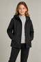 Girl's Black Lined Waterproof and Windproof Hooded Raincoat with Double Zipper Pockets - 4