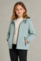 Girl's Mint Green Lined Water and Windproof Hooded Raincoat with Double Zipper Pockets - 3