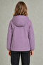 Girl's plum inner lined water and windproof k Hooded double zippered pocket raincoat - 5