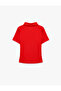 Modal Fabric Buttoned Short Sleeve Draped Polo Collar T-Shirt - 6