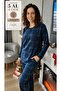 Women's Cotton Fabric Micro Suede Green with Navy Blue Checked Pajama Set