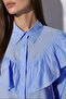 Women's Ruffle Detailed Shirt Tunic 1494 - Blue - 3