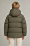 Boy's Khaki Fleece Hooded Waterproof Wind Resistant Pocket Puffer Winter Coat - 5