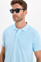 Men's slim fit premium series 100% cotton soft mercerized blue polo collar t-shirt - 4