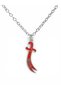 Hz. Red Detailed Unisex Necklace with Ali Written Zülfikar Figure - 60 cm Chain, Islamic Symbol Jewelry