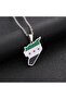Syria Map Flag Metal Silver Necklace - 3