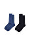 Set of 2 Patterned Bamboo Blended Thin Socks - 2