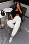 Women's White Elastic High Waist Balloon Pants - 4