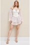 Flower-Patterned Mini Dress with Corset Detail - 2