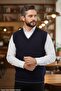 Men's Navy Blue Anti-Pilling Standard Fit Hair Knit Patterned Knitwear Sweater - 5