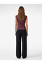 Slim Fit Wrinkled Fabric Textured Double-Breasted Sleeveless Blouse with Metal Accessories - 3
