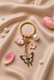 Butterfly Heart Flower and Pearl Figured Keychain and Bag Accessory