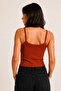 Women's Thin Strap Ribbed Camisole U-Neck Flexible Slim Fit Body-Fitting Basic Crop Tank Top - 4