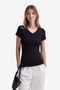 Women's V-Neck Short Sleeve Cotton Modal Stretchy Undershirt - Breathable & Soft Texture - 3