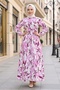 Zerya Patterned Linen Dress 1718 - Pink - 3