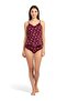 Women's Burgundy Floral Patterned Lace Rope Strap Athlete Panties Set - 2