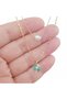 Gold Color Double Pendant Necklace with Pearl Lucky Clover Figure, Tarnish-Resistant Steel Necklace - 4