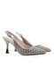 07 K7001 Silver Women's Heeled Shoes - 5