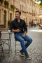 Men's Navy Blue Regular Fit Jeans Comfortable Cut Casual Stylish Flexible Modern Basic - 4