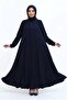Beri̇l Tesettür Zippered Ferace Dress Navy Blue