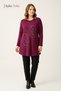 Women's Burgundy Geometric Patterned Stoned, Crew Neck, Tunic