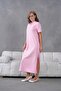 Polo Collar Short Sleeve Slit Relaxed Jersey Dress