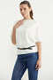 Low Sleeve Knitwear T-Shirt with Belt Accessory - Ecru - 4