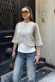 Women's Beige Athlete-Style Sequined Mesh Blouse - 3