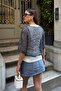 Women's Navy Blue Athlete-Style Sequined Mesh Blouse - 7
